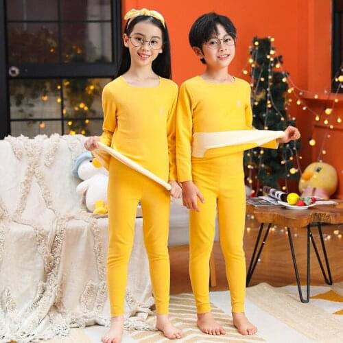Kids Pajamas For Boys Girls Autumn Winter Cartoon Thermal Underwear Sets Baby Clothes Tops+Pants Unicorn Sleepwear Seamless Suit
