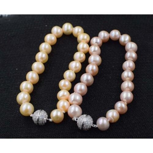 Freshwater pearl near round 9-10mm AA bracelet 7.5inch wholesale beads nature handcraft FPPJ
