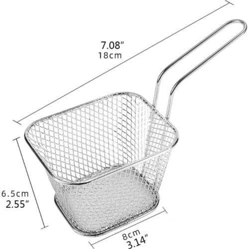 Professional Rectangular Stainless Steel French Fries Basket Small Individual