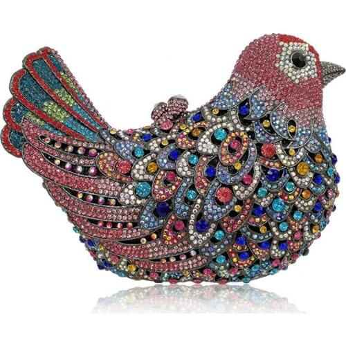 Animal Bird Hollow Out Crystal Diamond Women Evening Package Day Bags Bolsa Feminina Clutch Bag Standard Size Wallet