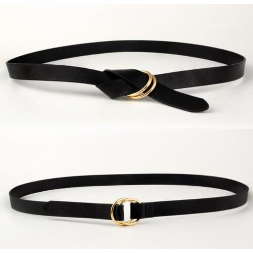 Personality Designers Women Belts PU Leather Round Ring buckle Thin Belt for Jeans Dress All-match Belts for Female Cinturon