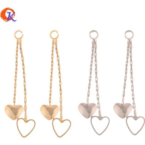 Cordial Design 40Pcs 3*33MM Jewelry Accessories/Hand Made/Heart Shape/Genuine Gold Plating/Earrings Connectors Chain/DIY Making