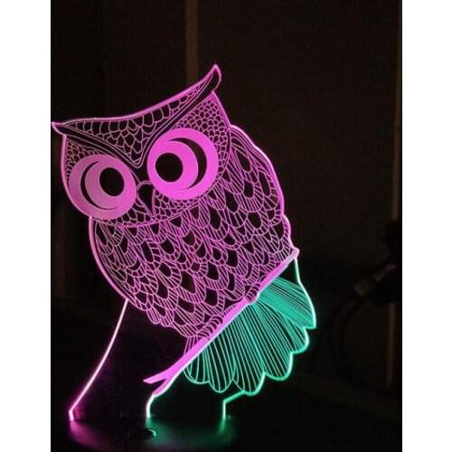 Owl Touch Switch 3d Lamp Creative Colorful Touch Charging Led Visual Lamp Gift Atmosphere Table Owl Led Night Light