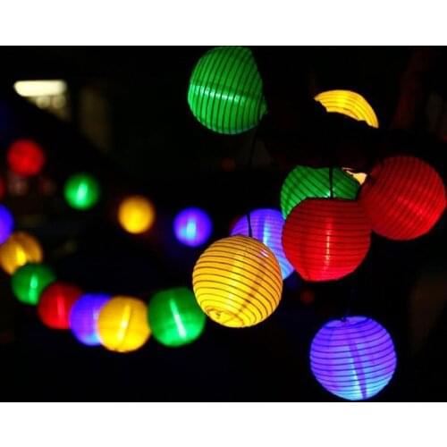 Outdoor Lantern Holiday Decoration 10 20 30 Solar LED Waterproof String Lights Patio Party Wedding Christmas Garden Lantern Ball