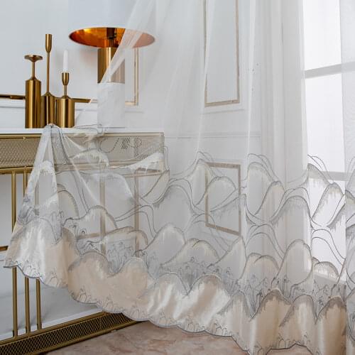 Chinese Style Embroidered Curtains for Living Room Bedroom Artwork with Mountains Landscape Velet Sliding Door Drapes