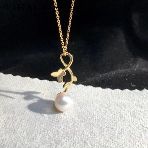 YIKALAISI 925 Sterling Silver Necklaces Jewelry For Women 9-10mm Oblate Natural Freshwater Pearl Pendants 2021 Wholesales