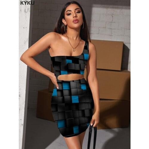 KYKU Cube Dress Women Geometry Vestido Sexy Abstract Hollow out Dresses Psychedelic Bodycon Dress Womens Clothing Plus Size