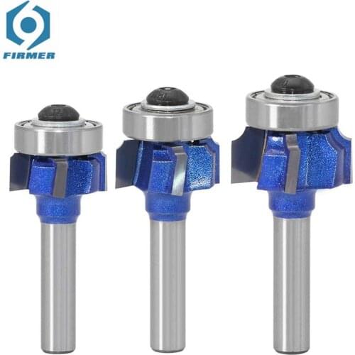 1 or 3Pcs/Set 8mm Shank Woodworking Milling Cutter R1mm R2mm R3mm Trimming Knife Edge Trimmer 4 Teeth Wood Router Bit Blue