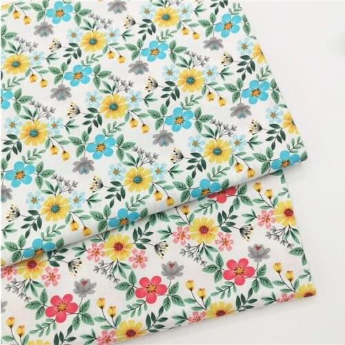 160x50cm Blue Red Small Floral Cotton Twill Fabric, Making Bedding Dress Pajamas Handmade Bag Lining Cloth