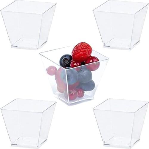 25/50PCS Plastic Dessert Cups Container 60ml/120ml Reusable Yogurt Mousses Mini Portion Cups Tableware Party Wedding Supplies