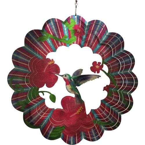 3D Round Rotating Wind Chimes Shiny Wind Spinners Home Garden Decoration Outdoor Wall Hanging Decor