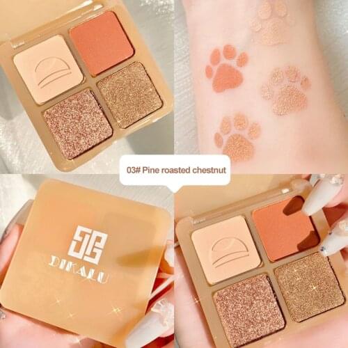 4 Color Eyeshadow Palette Diamond Shiny Pigment Eye Shadow Pallete Metallic Makeup Earthy Shiny Matte Eye Make Up Cosmetics