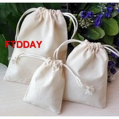 50pcs 9*12cm S M L XL XXL High Quality Muslin Bag Cotton Jewelry Bags Wedding Party Candy Beads Earphone Cable Winder Gift Bag