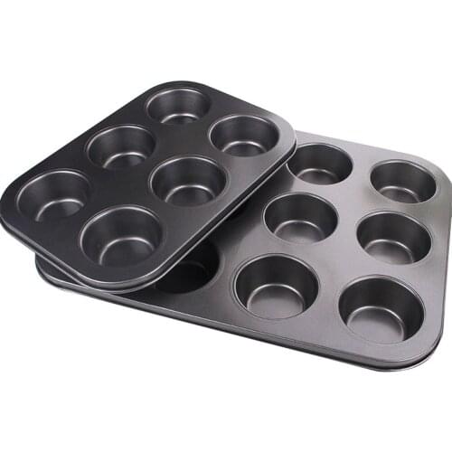 6-Cavity Cupcake Baking Tray Nonstick Cake Baking Mold Tray Carbon Steel Kitchen 3D Bakeware Hamburger Molds