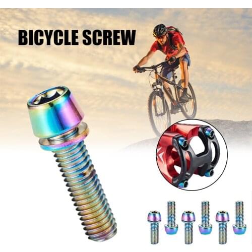 6pcs/set MTB Bicycle Handlebar Screws Titanium-plated Colorful Stainless Steel Screws M5/M6 Stem Riser Screw In Bolts
