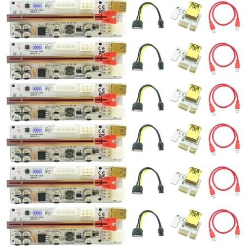6PCS PCIE Riser 010 USB3.0 Cable PCI-E X1 Card Riser PCI Express X16 Extender For Video Card Cobo Riser For Bitcoin Miner Mining