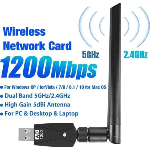 Wireless Network Card 2.4G/5.8G Mini Dual-band USB3.0 Transmitter Wireless AC Wifi Adapter For Windows Vista Macbook Dropship