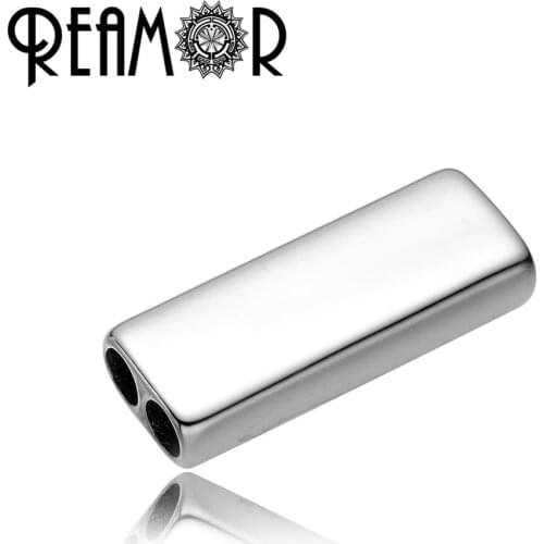 REAMOR High Polished 316l Stainless Steel 4mm Double Hole Blank Beads For DIY Bracelets&Bangles Jewelry Making Engrave Logo Bead