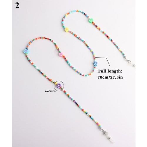 Fashion Rianbow Color Beaded Glasses Chain Summer Mask Chain Women Girls Sunglasses Lanyard Neck Chain For Eyeglass Sunglasses