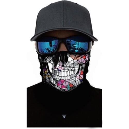 Colored diamond skull Skeleton Seamless Magic Headband Bandana Army Tube Neck Women Face Mask Scarf Bicycle Head Scarf Headwear