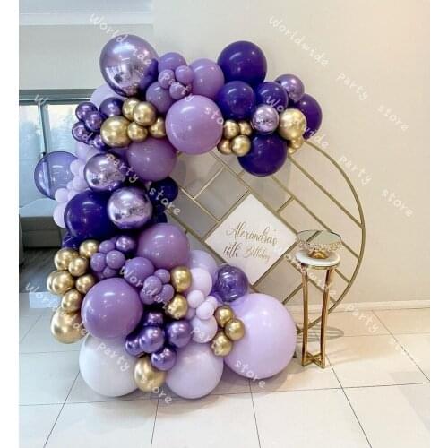 Baby Shower Birthday Party Metallic Purple DIY Balloons Garland Arch Kit Purple GoldLatex Balloons for Wedding Global Decoration