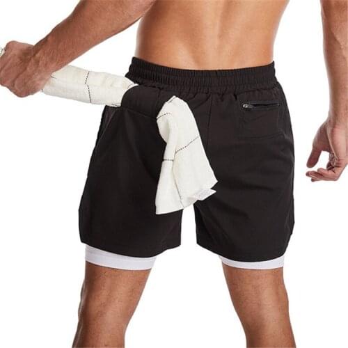 Jogger Shorts Men 2 in 1 casual Sport Short Pants men Gym Fitness Built-in pocket Bermuda Quick Dry Beach Shorts Male Sweatpants