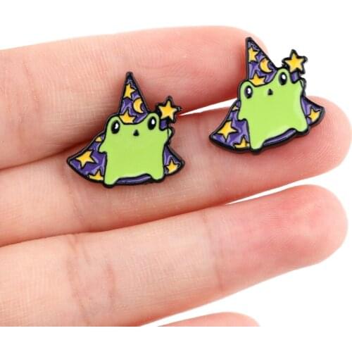 E3548 Cartoon Frog Pierce Earrings Enamel Charm Cute Creative Ear Stud Party Women Present Jewelry