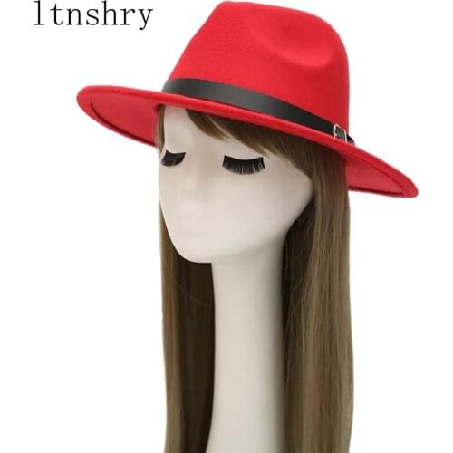 New Chapeau Feutre Womens Chapeau Design Wing Wide Hats men Jazz top Hat Felt Hat For Laday Church Cap Panama chapeu fedora Hat