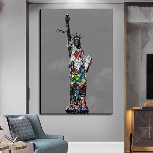 Graffiti Art Canvas Paintings Liberty Woman Abstract Street Art Posters and Prints Wall Art Pictures for Living Room Home Decor