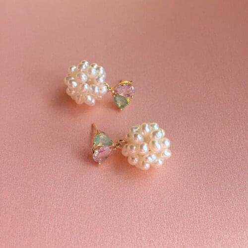 Best seller female 2021 handmade natural tiny pearl fresh water 925 silver safe stud girl earring stud trendy gift