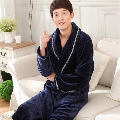 Men robe Women Luxury Winter Bathrobe Mens Warm Flannel Long Kimono Bath Robe Male Bathrobes Lovers Night Dressing Gown 2020
