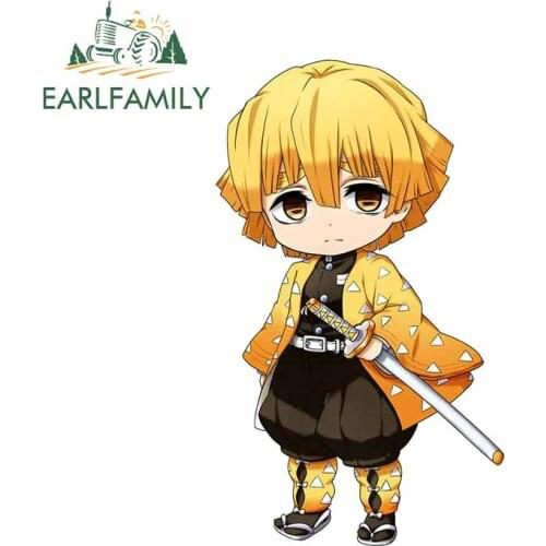 EARLFAMILY 13cm x 7.7cm for Demon Slayer Agatsuma Zenitsu Waterproof Decal Vehicle Bumper Window Custom Printing Car Stickers