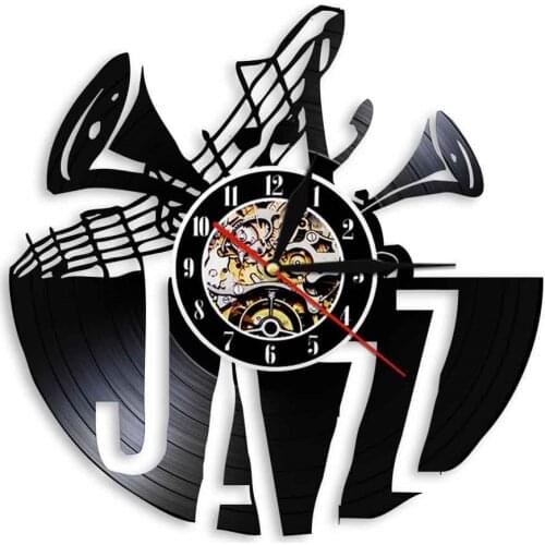 Jazz Vinyl Record Wall Clock Modern Design LED Backlight Time Clock With Color Changing 3D Wall Watch Wall Decor