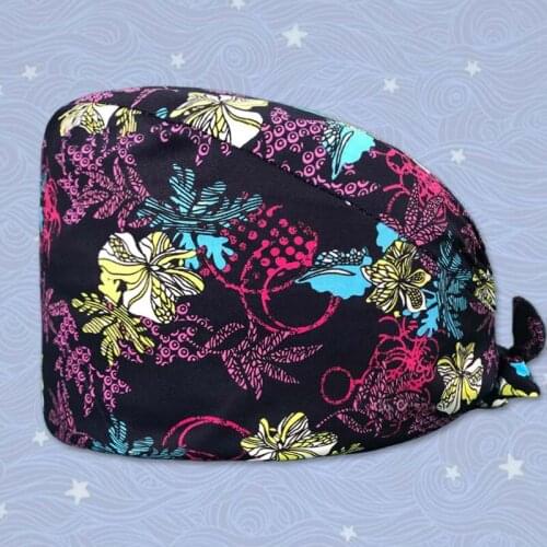 New Breathable and Sweat-proof Printed Female Nurse Cap Surgeon Surgical Cap Dentist Cap Beauty Salon Pet Shop Scrub Cap