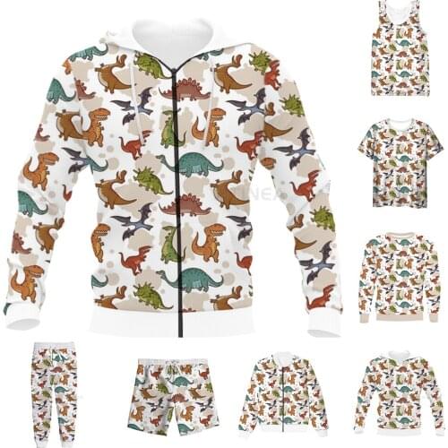 New Funny 3D Full Print Animal Dinosaur T-shirt/Sweatshirt/Zip Hoodies/Thin Jacket/Pants Four Seasons Casual Suit V53