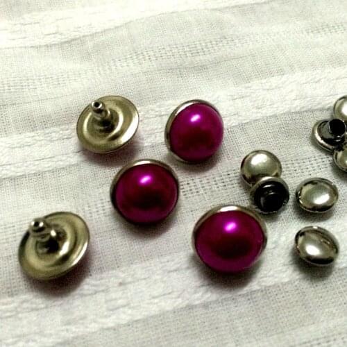 New 100PCS/Lot 10mm Round Fuchsia Acrylic Rivets Leather Craft Punk Studs Fit DIY Making Belts Shoes Bag Bracelets