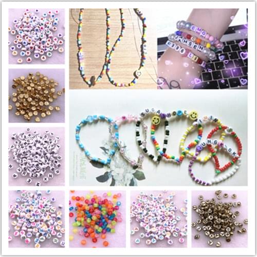 New 100pcs/lot 7x4mm Multicolour Oval Shape Letter Acrylic Loose Spacer Beads for Jewelry Making DIY Bracelet Accessories