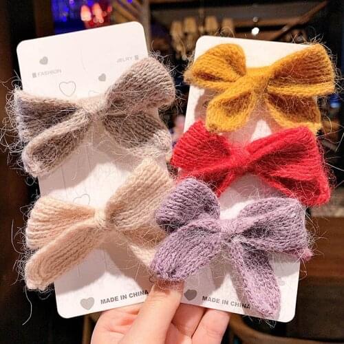 Oaoleer Women Hair Ring Rope Bow knot Scrunchies Plush Hair Accessories Woolen Knitted Head Rope Cute Rubber Band Women