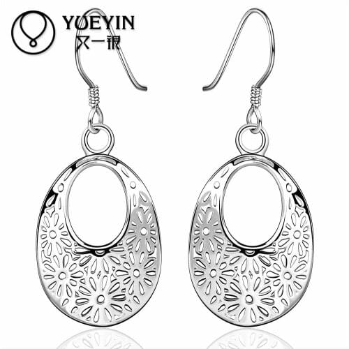 Wholesale silver plated Dangle earrings for women wedding jewelry Long Earrings kolczyki for wife cluaise