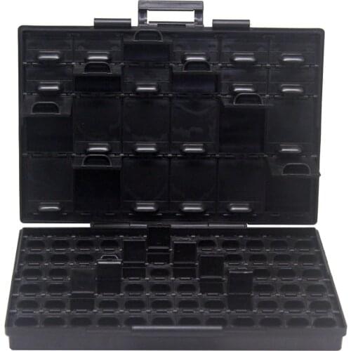 AideTek Box Organize anti-static ESD safe enclosure SMD SMT IC diode parts organizer transistor plastic toolbox black BOXALL96AS