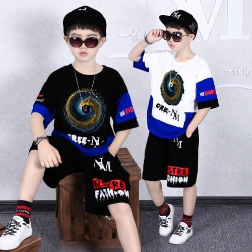 4-14 Years Summer Boy Clothing Set 2021 New Fashion Casual Active T-shirt+ Pant Kid Children Boy Teenager Clothing