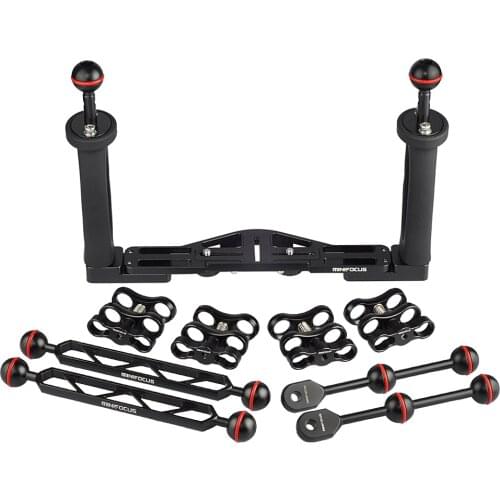 Dual Handle Grip Underwater Housings Lighting Arm Ball Clamp Tray Ys Head Kits for Diving with Double ball Mounting System Set