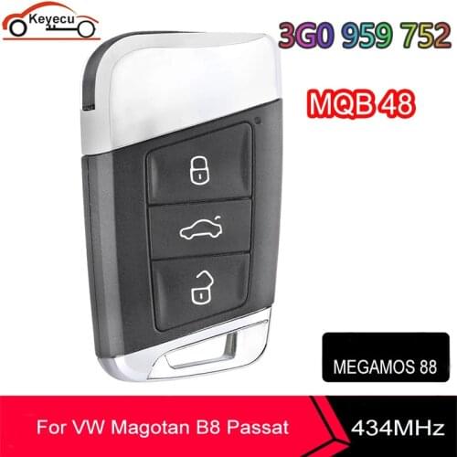 KEYECU Smart Remote Key 3BT 434MHz FOB for Volkswagen VW Magotan B8 Superb A7 Passat Variant 2015-2019 MEGAMOS 88 AES 3G0959752