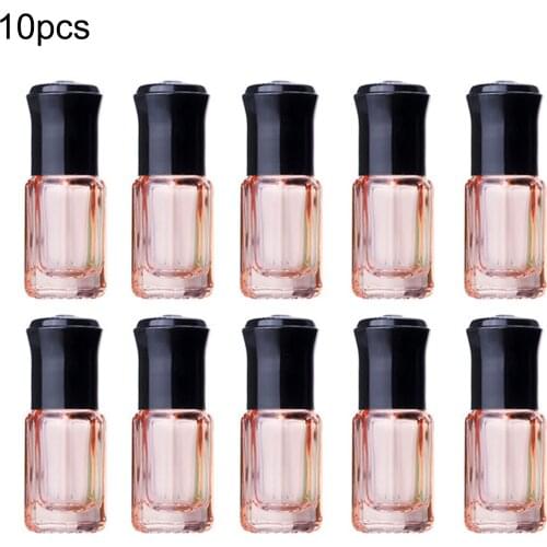 10pcs/set 3ml Mini Oil Empty Bottles Glass Roll On Ball For Essential Oils Refillable Perfume Bottle Container Separate Bottling