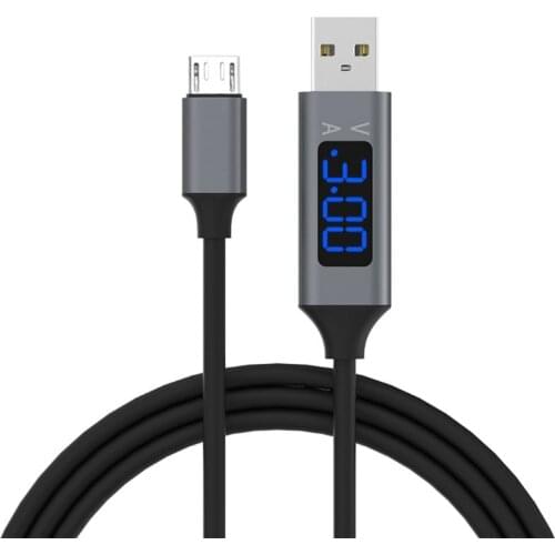 QC 3.0 Micro USB Fast Charging ABS Data Sync Cable With Voltage Current LED Display
