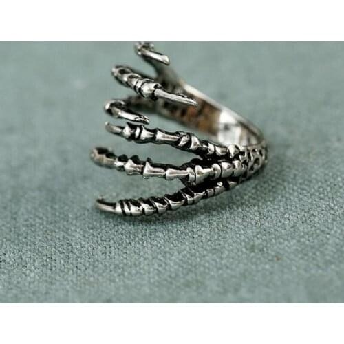 Rock Retro tide male personality punk ring Eagle claws wings feather open ring unisex jewelry 6 style