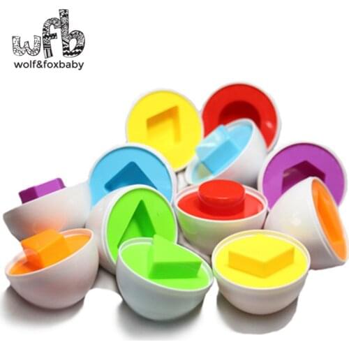 Retail 6pcs/pack Baby infant Educational Toys Paired Twisted egg identify color & shape insert intelligence Construction Blocks