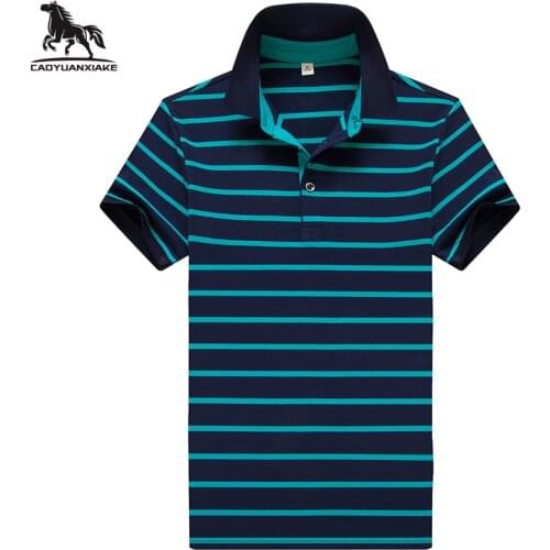 Polo shirt men Summer new stripe Cotton mbroidery Top Mens short-sleeved polo shirt Mens business casual polo shirt M-4XL 8819
