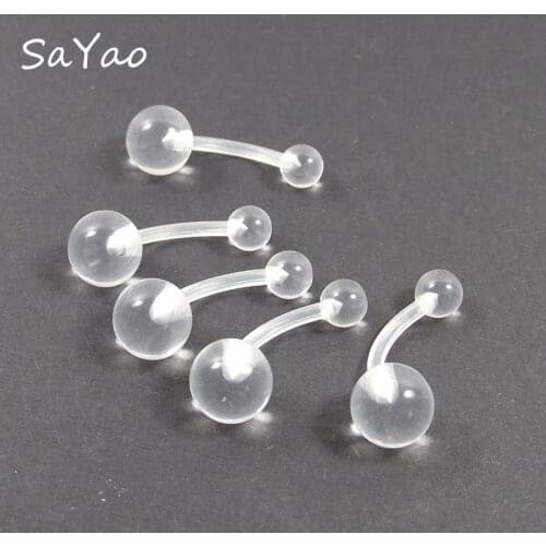 SaYao 5 Pieces 14G Transparent Navel Ring Soft Clear Flexible Sexy Belly Ring Belly Button Rings Body piercing Jewelry