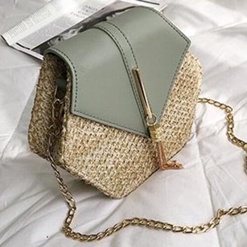 Korean Style Straw Bag Messenger Bags Womens Fashion PU Leather Simple Solid Handbag Shoulder Bags Crossbody Bags
